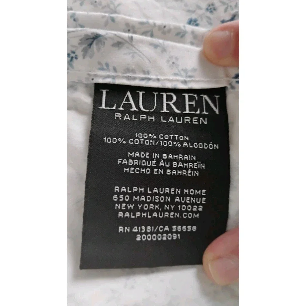Lauren Ralph Lauren Twin Flat Sheet Ditsy Floral Cottagecore White Blue EUC